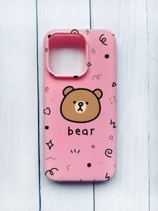 Матовий чохол на iPhone 15 Pro Рожевий :: Ведмедик (принт 76)