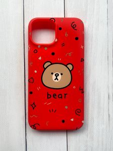 Матовий чохол на iPhone 15 Червоний :: Ведмедик (принт 76)