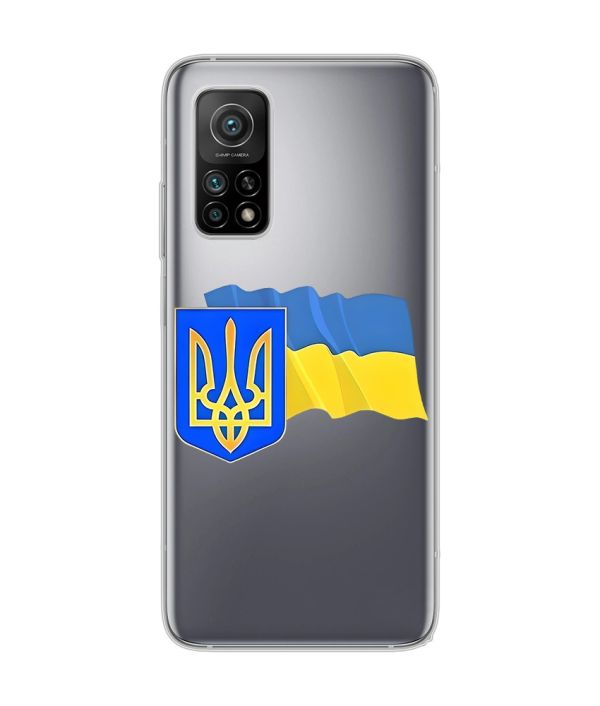 Прозорий чохол на Xiaomi Mi 10T/Mi 10T Pro :: Тризуб і прапор України (принт 384)