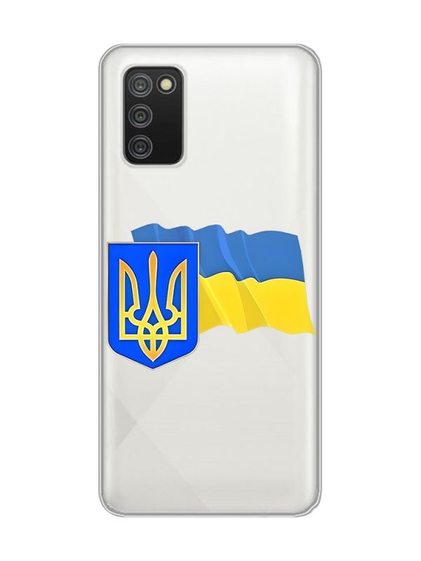 Прозорий чохол для Samsung Galaxy A02s :: Тризуб і прапор України (принт 384)