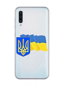 Прозорий чохол на Samsung Galaxy A50 (2019) A505/A30s :: Тризуб і прапор України (принт 384)