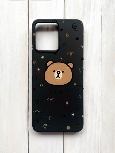 Матовий чохол на Xiaomi Redmi 12 Чорний :: Ведмедик (принт 76)