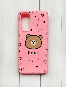 Матовий чохол на Samsung Galaxy M54 Рожевий :: Ведмедик (принт 76)