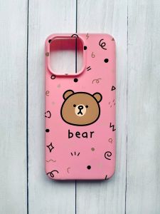 Матовий чохол на iPhone 15 Pro Max Рожевий :: Ведмедик (принт 76)