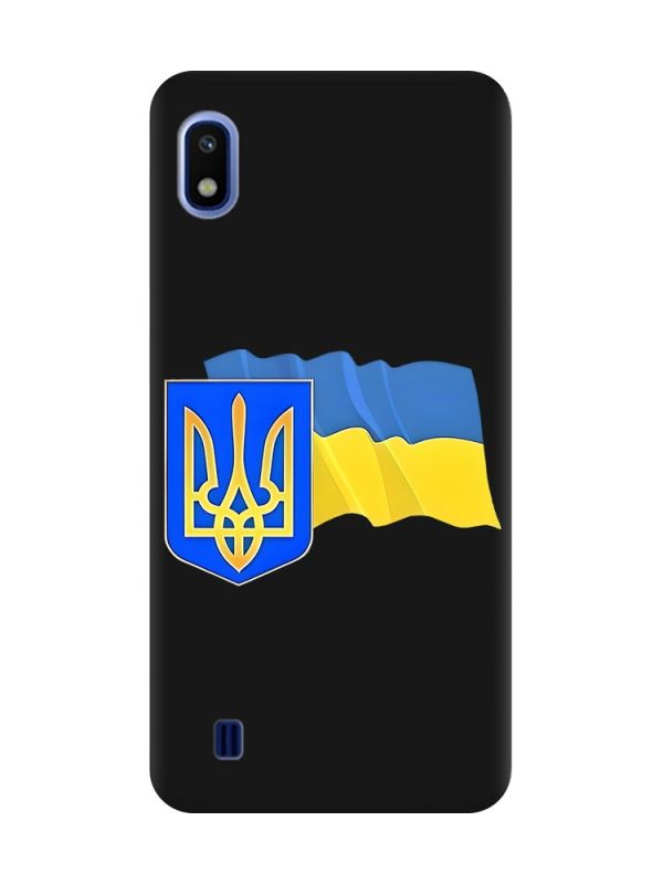 Матовий чорний чохол на Samsung Galaxy A10 (2019) A105 :: Тризуб і прапор України (принт 384)