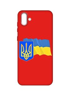 Матовий червоний чохол на Samsung Galaxy A04 :: Тризуб і прапор України (принт 384)