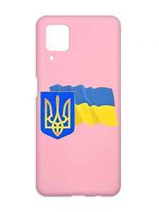 Матовий рожевий чохол на Samsung Galaxy A12 :: Тризуб і прапор України (принт 384)