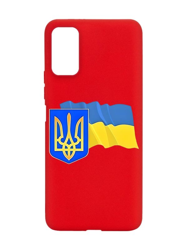 Матовий червоний чохол на Xiaomi Redmi Note 11 4G :: Тризуб і прапор України (принт 384)