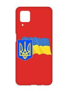 Матовий червоний чохол на Samsung Galaxy A12 :: Тризуб і прапор України (принт 384)