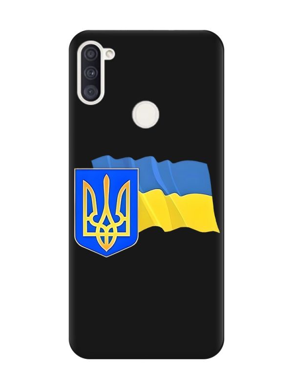 Матовий чорний чохол на Samsung Galaxy A11 :: Тризуб і прапор України (принт 384)