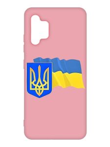 Матовий рожевий чохол на Samsung Galaxy A32 :: Тризуб і прапор України (принт 384)
