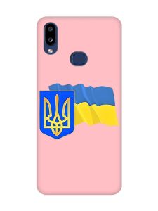 Матовий рожевий чохол на Samsung Galaxy A10s (A107) :: Тризуб і прапор України (принт 384)