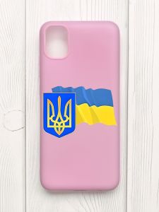 Матовий рожевий чохол на Samsung Galaxy A04E/A042 :: Тризуб і прапор України (принт 384)