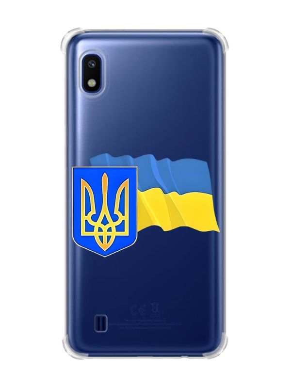 Чохол з потовщеними кутами на Samsung Galaxy A10 (2019)/A105 :: Тризуб і прапор України (принт 384)