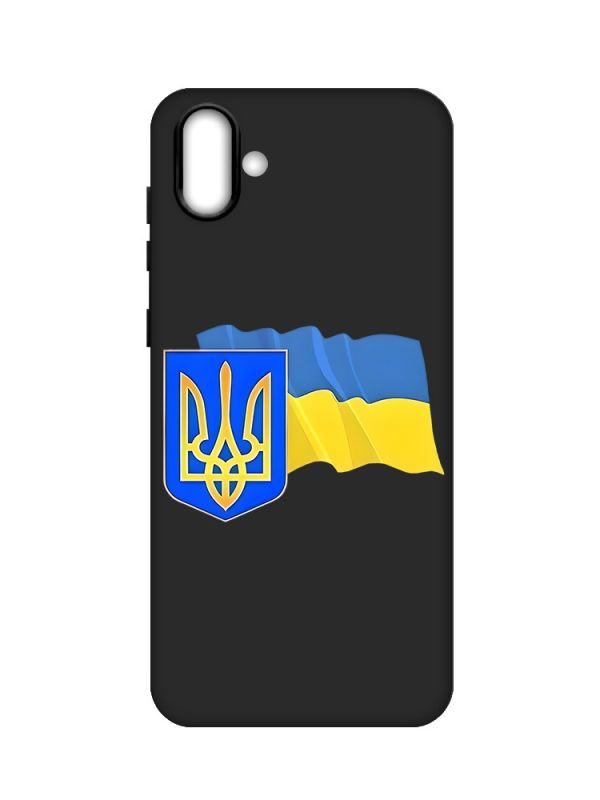 Матовий чорний чохол на Samsung Galaxy A04 :: Тризуб і прапор України (принт 384)
