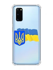 Чохол із потовщеними кутами на Samsung Galaxy S20 Plus :: Тризуб і прапор України (принт 384)