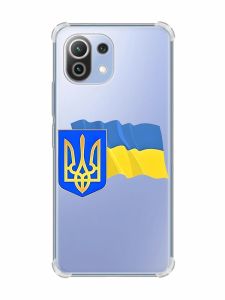 Чохол з потовщеними кутами на Xiaomi Mi 11 Lite :: Тризуб і прапор України (принт 384)