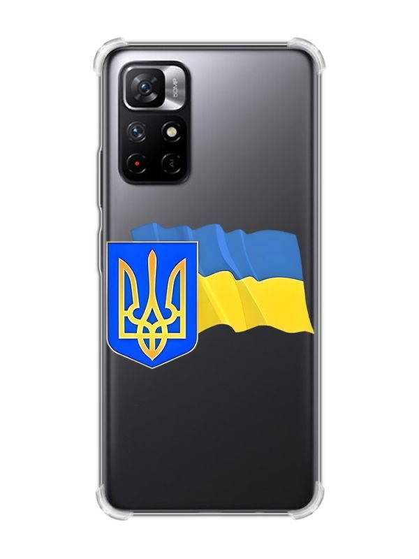 Чохол з потовщеними кутами на Xiaomi Redmi Note 11 5G :: Тризуб і прапор України (принт 384)