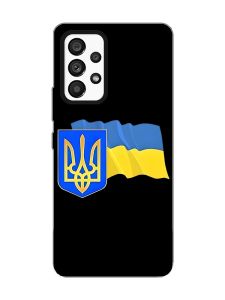 Матовий чорний чохол на Samsung Galaxy A53 4G/5G :: Тризуб і прапор України (принт 384)