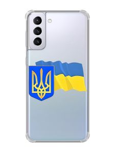 Чохол з потовщеними кутами на Samsung Galaxy S21 Plus :: Тризуб і прапор України (принт 384)