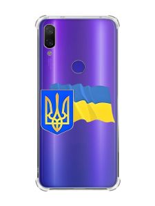 Чохол з потовщеними кутами на Xiaomi Redmi Note 7/Note 7 Pro :: Тризуб і прапор України (принт 384)