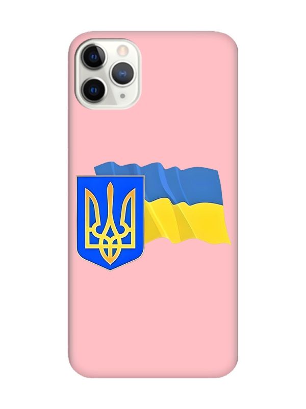 Матовий рожевий чохол на iPhone 11 Pro (5.8) :: Тризуб і прапор України (принт 384)