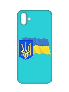 Матовий бірюзовий чохол на Samsung Galaxy A04 :: Тризуб і прапор України (принт 384)
