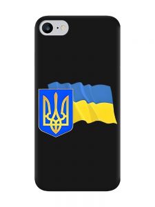 Матовий чорний чохол на iPhone 7 / 8 :: Тризуб і прапор України (принт 384)