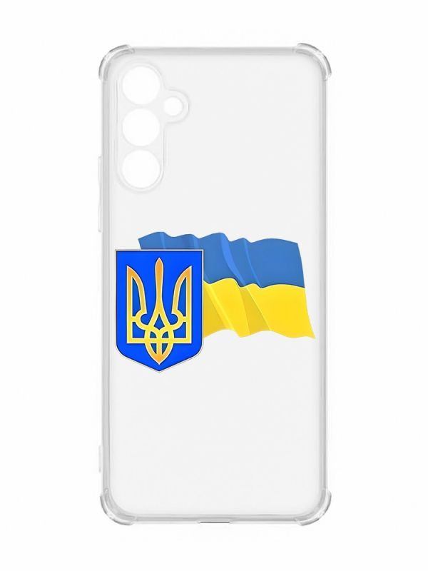 Чохол з потовщеними кутами на Samsung Galaxy A55 (A556) :: Тризуб і прапор України (принт 384)