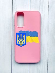 Матовий чохол на Samsung Galaxy A24 Рожевий :: Тризуб і прапор України (принт 384)