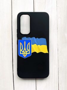 Матовий чохол на Samsung Galaxy A54 5G (A546) Чорний :: Тризуб і прапор України (принт 384)