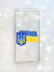 Чохол з потовщеними кутами на Xiaomi Redmi Note 13 4G :: Тризуб і прапор України (принт 384)