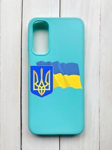 Матовий чохол на Samsung Galaxy A24 Бірюзовий :: Тризуб і прапор України (принт 384)