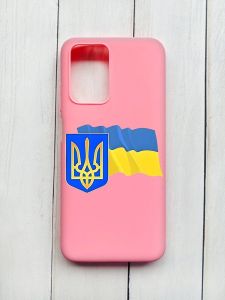 Матовий чохол на Xiaomi Redmi 10 Рожевий :: Тризуб і прапор України (принт 384)