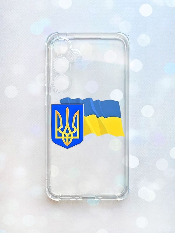 Чохол з потовщеними кутами на Samsung Galaxy A35 (A356) :: Тризуб і прапор України (принт 384)