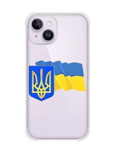 Чохол із потовщеними кутами на iPhone 14 :: Тризуб і прапор України (принт 384)