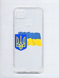 Чохол з потовщеними кутами на Xiaomi Redmi 9C/10A :: Тризуб і прапор України (принт 384)