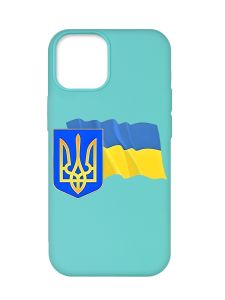 Матовий бірюзовий чохол на Apple iPhone 12 Pro Max :: Тризуб і прапор України (принт 384)