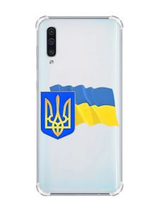 Чохол з потовщеними кутами на Samsung Galaxy A50 (2019) A505 :: Тризуб і прапор України (принт 384)