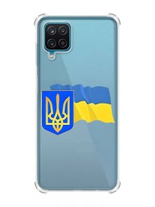 Чохол з потовщеними кутами на Samsung A12 4G :: Тризуб і прапор України (принт 384)