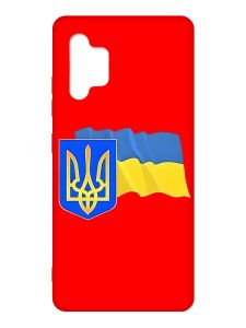 Матовий червоний чохол на Samsung Galaxy A32 :: Тризуб і прапор України (принт 384)