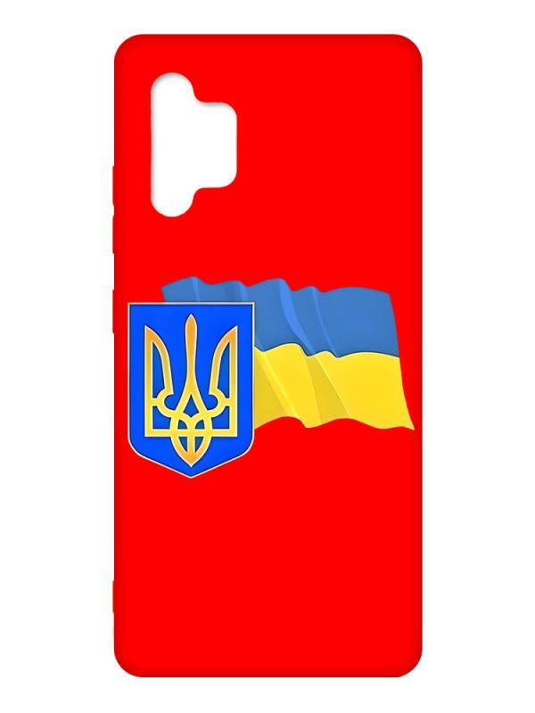 Матовий червоний чохол на Samsung Galaxy A32 :: Тризуб і прапор України (принт 384)