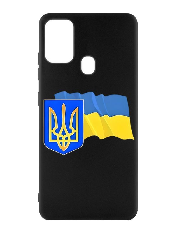 Матовий чорний чохол на Samsung Galaxy M30s/M21 :: Тризуб і прапор України (принт 384)