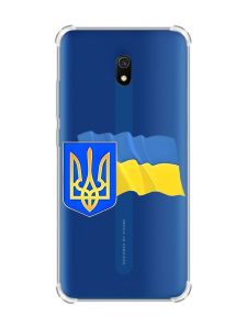 Чохол з потовщеними кутами на Xiaomi Redmi 8A :: Тризуб і прапор України (принт 384)