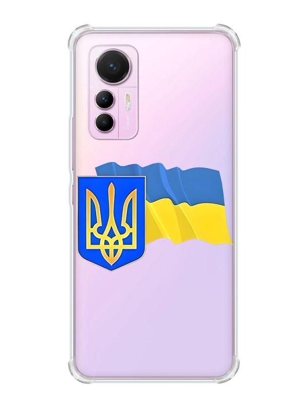 Чохол з потовщеними кутами на Xiaomi 12 Lite :: Тризуб і прапор України (принт 384)