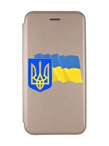 Чохол-книжка з малюнком для Samsung Galaxy A50 (2019) A505/A30s Золотий :: Тризуб і прапор України (принт 384)