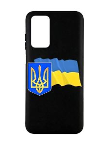 Матовий чорний чохол на Xiaomi Redmi Note 11 4G :: Тризуб і прапор України (принт 384)