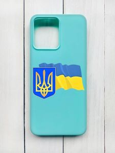 Матовий чохол на Xiaomi Redmi 12 Бірюзовий :: Тризуб і прапор України (принт 384)