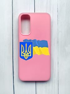 Матовий чохол на Samsung Galaxy A05s (A057) Рожевий :: Тризуб і прапор України (принт 384)