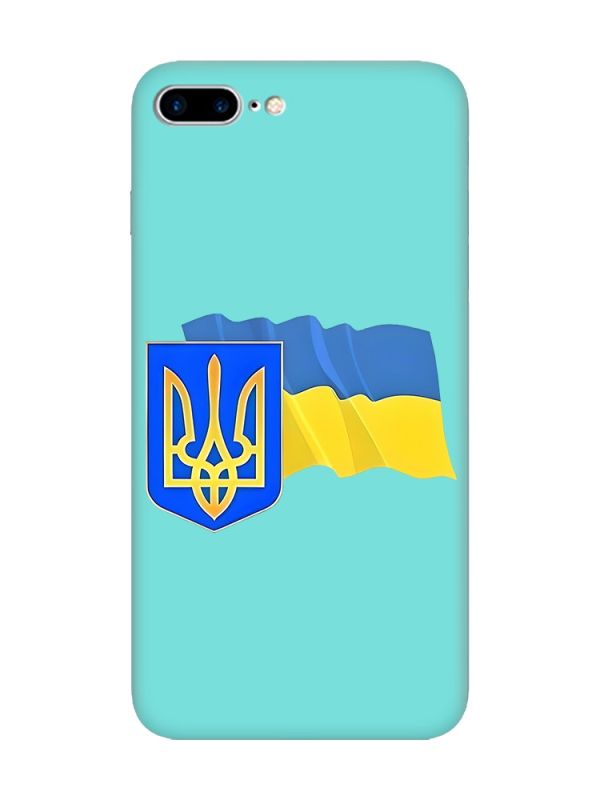 Матовий бірюзовий чохол на iPhone 7 Plus / 8 Plus :: Тризуб і прапор України (принт 384)